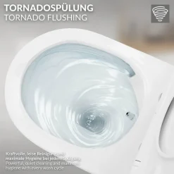 Wand-WC Hänge Toilette aus Keramik 54 cm lang Spülrandlos mit Bidet, Nanoversiegelung & Softclose Luxebath