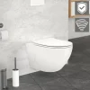 Wand-WC Hänge Toilette aus Keramik 54 cm lang Spülrandlos mit Nanoversiegelung & Softclose Luxebath