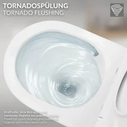 Wand-WC Hänge Toilette aus Keramik 54 cm lang Spülrandlos mit Nanoversiegelung & Softclose Luxebath