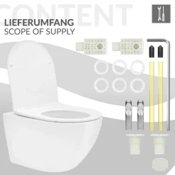 Wand-WC Hänge Toilette aus Keramik 54 cm lang Spülrandlos mit Nanoversiegelung & Softclose Luxebath