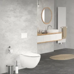 Wand-WC Hänge Toilette aus Keramik 54 cm lang Spülrandlos mit Nanoversiegelung & Softclose Luxebath