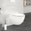 Wand-WC Hänge Toilette aus Keramik 54 cm lang Spülrandlos mit Softclose Luxebath