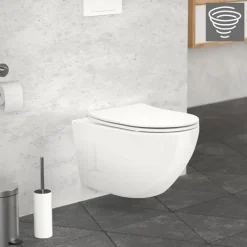 Wand-WC Hänge Toilette aus Keramik 54 cm lang Spülrandlos mit Softclose Luxebath