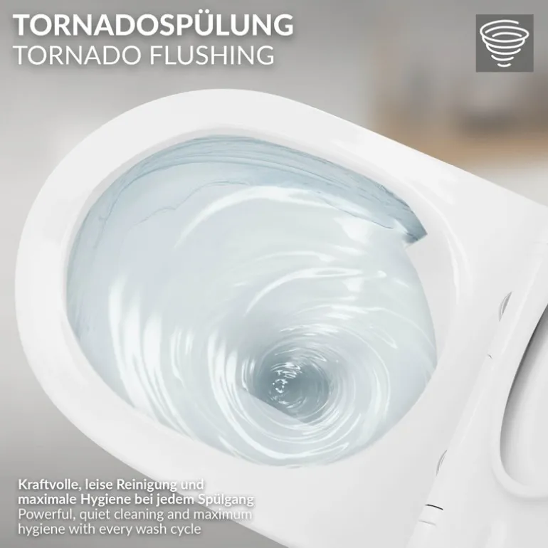 Wand-WC Hänge Toilette aus Keramik 54 cm lang Spülrandlos mit Softclose Luxebath