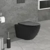 Wand-WC Hänge Toilette aus Keramik in Schwarz matt 54cm lang Spülrandlos mit Softclose LuxeBath