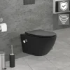 Wand-WC Hänge Toilette aus Keramik Matt Schwarz 54 cm lang Spülrandlos mit Bidet, Nanoversiegelung & Softclose Luxebath