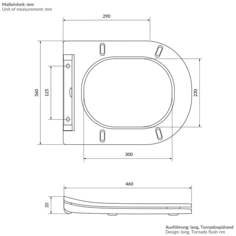Wand-WC Hänge Toilette aus Keramik Matt Schwarz 54 cm lang Spülrandlos mit Bidet, Nanoversiegelung & Softclose Luxebath