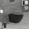 Wand-WC Hänge Toilette aus Keramik Matt Schwarz 54 cm lang Spülrandlos mit Nanoversiegelung & Softclose Luxebath