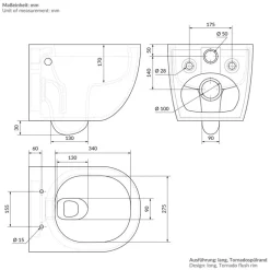 Wand-WC Hänge Toilette aus Keramik Matt Schwarz 54 cm lang Spülrandlos mit Nanoversiegelung & Softclose Luxebath