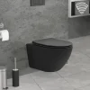 Wand-WC Hänge Toilette aus Keramik Matt Schwarz 54 cm lang Spülrandlos mit Softclose Luxebath