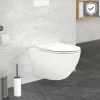 Wand-WC Hänge Toilette aus Keramik Matt Weiß 54 cm lang Spülrandlos mit Nanoversiegelung & Softclose Luxebath