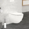 Wand-WC Hänge Toilette aus Keramik Weiß matt 54cm lang Spülrandlos mit Softclose Luxebath