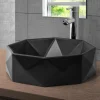 Waschbecken Diamantform ohne Überlauf Ø 42x13,5 cm Schwarz aus Keramik ML-Design