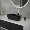 Waschbecken Eckigform mit Überlauf 45x27x13 cm Schwarz aus Keramik ML-Design