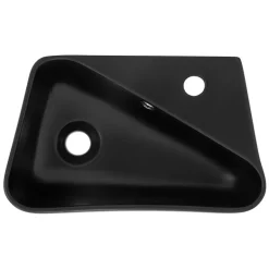 Waschbecken Eckigform mit Überlauf 45x27x13 cm Schwarz aus Keramik ML-Design