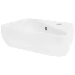 Waschbecken Eckigform mit Überlauf 45x27x13 cm Weiß aus Keramik ML-Design