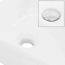 Waschbecken Eckigform mit Überlauf 45x27x13 cm Weiß aus Keramik ML-Design