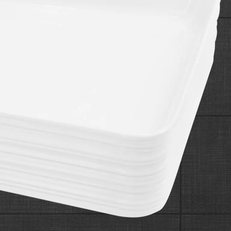 Waschbecken Eckigform ohne Überlauf 68x38x12 cm Weiß aus Keramik ML-Design