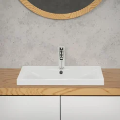 Waschbecken Eckig mit Überlauf 51x41,5x15,5 cm Weiß aus Keramik ML-Design
