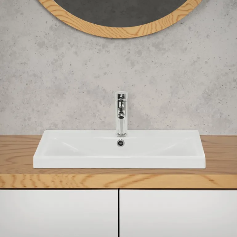 Waschbecken Eckig mit Überlauf 51x41,5x15,5 cm Weiß aus Keramik ML-Design