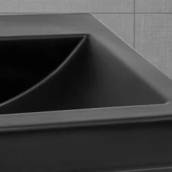 Waschbecken Eckig mit Überlauf 61x46,5x15,5 mm Schwarz matt aus Keramik ML-Design