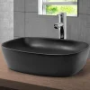 Waschbecken Eckig ohne Überlauf 50,5x38,5x14 cm Schwarz aus Keramik ML-Design