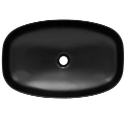 Waschbecken Eckig ohne Überlauf 60,5x38,5x14 cm Schwarz aus Keramik ML-Design