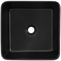 Waschbecken inkl. Ablaufgarnitur Schwarz ohne Überlauf 39x39x15 cm Schwarz aus Keramik ML-Design
