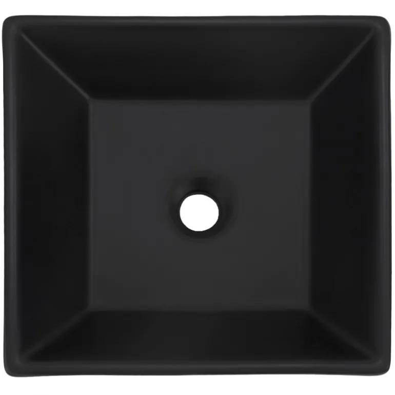 Waschbecken inkl. Ablaufgarnitur Schwarz ohne Überlauf 41x41x12 cm Schwarz aus Keramik ML-Design