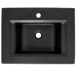 Waschbecken inkl. Ablaufgarnitur mit Überlauf 61x46,5x15,5 mm Schwarz matt aus Keramik ML-Design