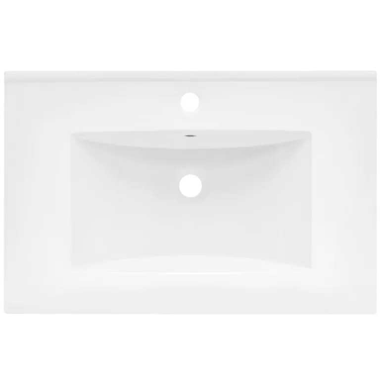 Waschbecken inkl. Ablaufgarnitur mit Überlauf 71x46,5x17,5 mm Weiß aus Keramik LuxeBath