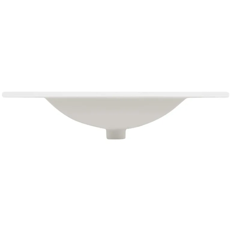 Waschbecken inkl. Ablaufgarnitur mit Überlauf 71x46,5x17,5 mm Weiß aus Keramik LuxeBath