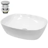 Waschbecken inkl. Ablaufgarnitur ohne Überlauf 50,5x38,5x13,5 cm Weiß aus Keramik LuxeBath