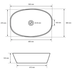 Waschbecken inkl. Ablaufgarnitur ohne Überlauf 50,5x38,5x13,5 cm Weiß aus Keramik LuxeBath