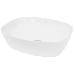 Waschbecken inkl. Ablaufgarnitur ohne Überlauf 50,5x38,5x13,5 cm Weiß aus Keramik LuxeBath