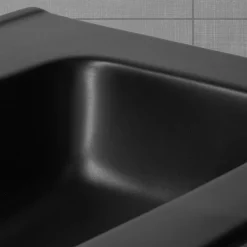 Waschbecken inkl. Ablaufgarnitur Schwarz mit Überlauf 61x46x16,5 cm Schwarz aus Keramik ML-Design