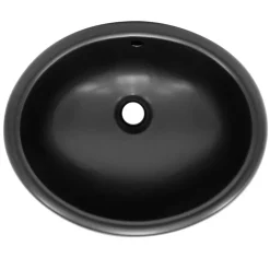 Waschbecken inkl. Ablaufgarnitur Schwarz mit Überlauf 49x40,5x19,5 cm Schwarz matt aus Keramik ML-Design
