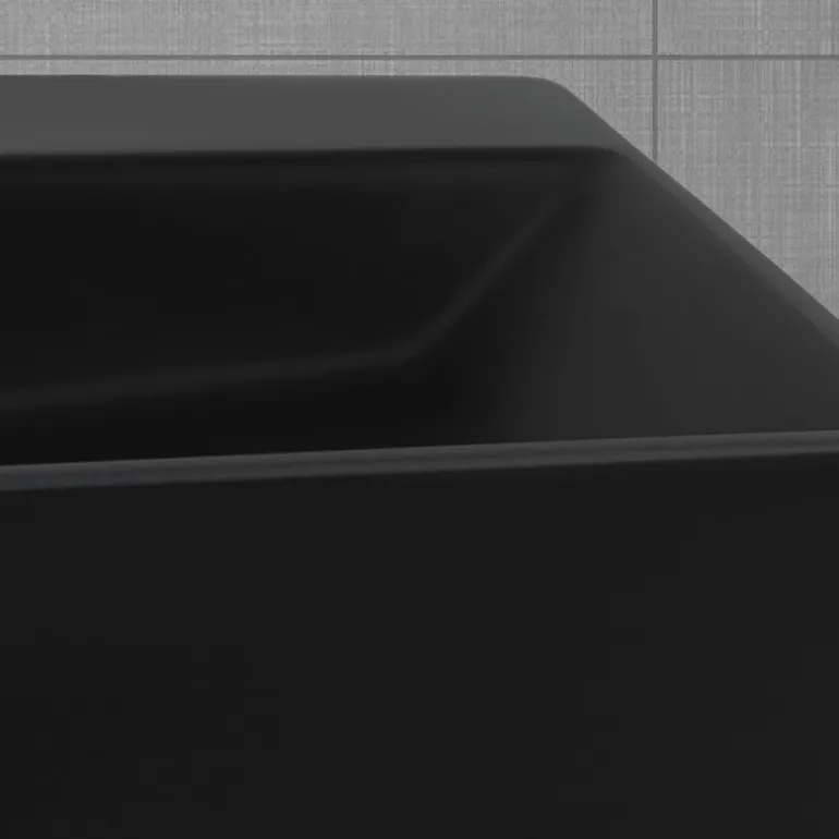 Waschbecken inkl. Ablaufgarnitur Schwarz mit Überlauf 51,5x36x13 cm Schwarz aus Keramik ML-Design