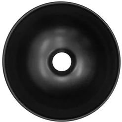 Waschbecken inkl. Ablaufgarnitur Silber ohne Überlauf Ø 28x15 cm Schwarz aus Keramik ML-Design