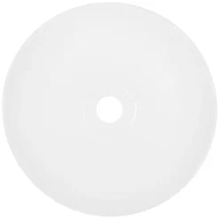 Waschbecken inkl. Ablaufgarnitur Silber ohne Überlauf Ø 32x13,5 cm Weiß aus Keramik LuxeBath