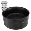 Waschbecken inkl. Ablaufgarnitur Silber ohne Überlauf Ø 41x18 cm Schwarz aus Keramik ML-Design