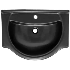 Waschbecken inkl. Ablaufgarnitur Silber mit Überlauf 67,5x51,5x21,5 cm Schwarz matt aus Keramik ML-Design