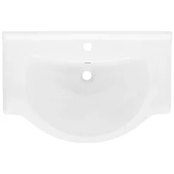 Waschbecken inkl. Ablaufgarnitur Silber mit Überlauf 77x51,5x21,5 cm Weiß aus Keramik ML-Design