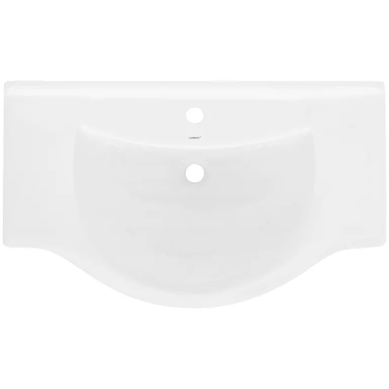 Waschbecken inkl. Ablaufgarnitur Silber mit Überlauf 86x51,5x21,5 cm Weiß aus Keramik ML-Design