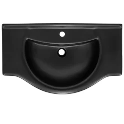 Waschbecken inkl. Ablaufgarnitur Silber mit Überlauf 87x50,5x22,5 cm Schwarz matt aus Keramik ML-Design