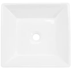 Waschbecken inkl. Ablaufgarnitur Silber ohne Überlauf 41x41x12 cm Weiß aus Keramik ML-Design