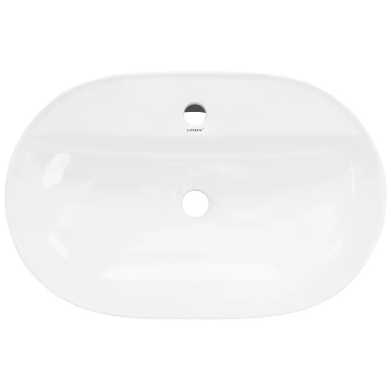 Waschbecken inkl. Ablaufgarnitur Silber ohne Überlauf 60x40x12 cm Weiß aus Keramik ML-Design