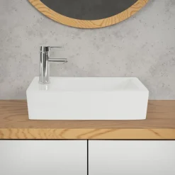 Waschbecken Linskbündig 51x25x13 cm Weiß aus Keramik ML-Design