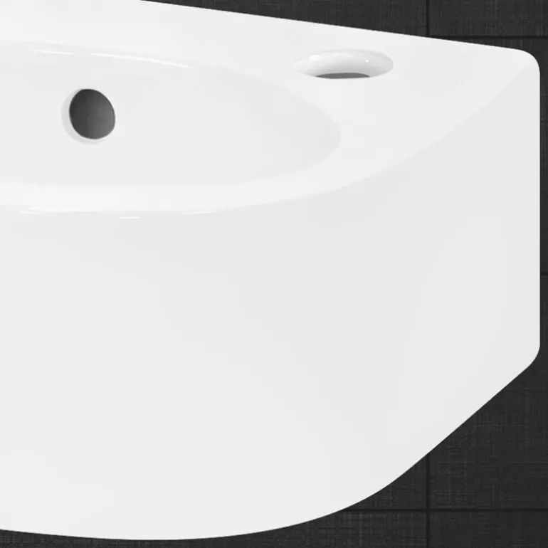 Waschbecken Oval mit Überlauf 33,5x25,5x13 cm Weiß aus Keramik
