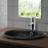 Waschbecken Oval mit Überlauf 49x40,5x19,5 cm Schwarz matt aus Keramik ML-Design